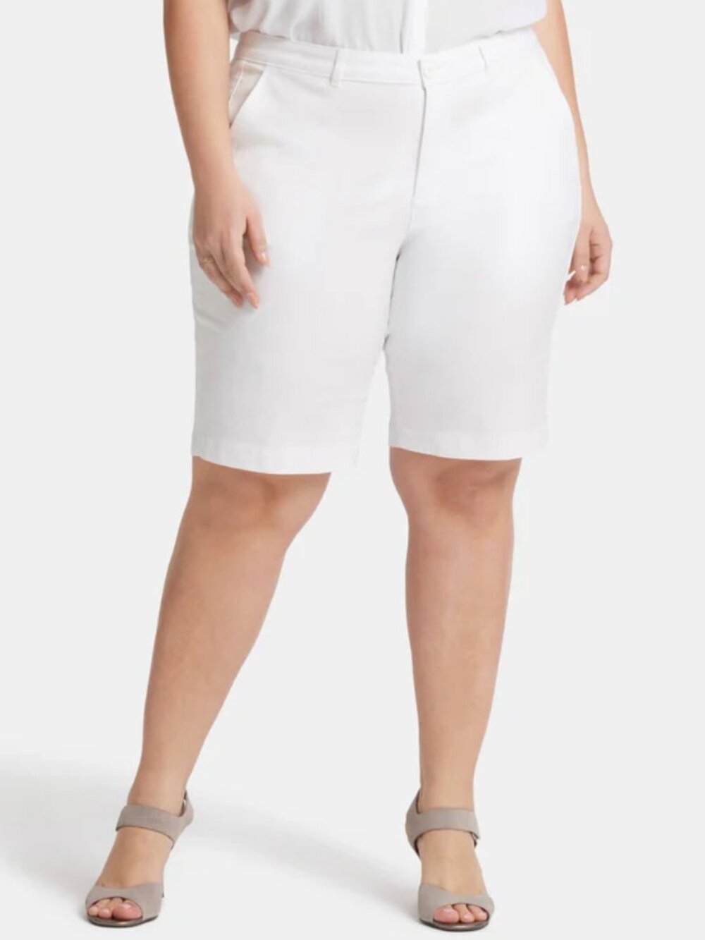 NYDJ Womens Shorts Size 24W White Stretch Twill Bermuda Four Pocket Style New